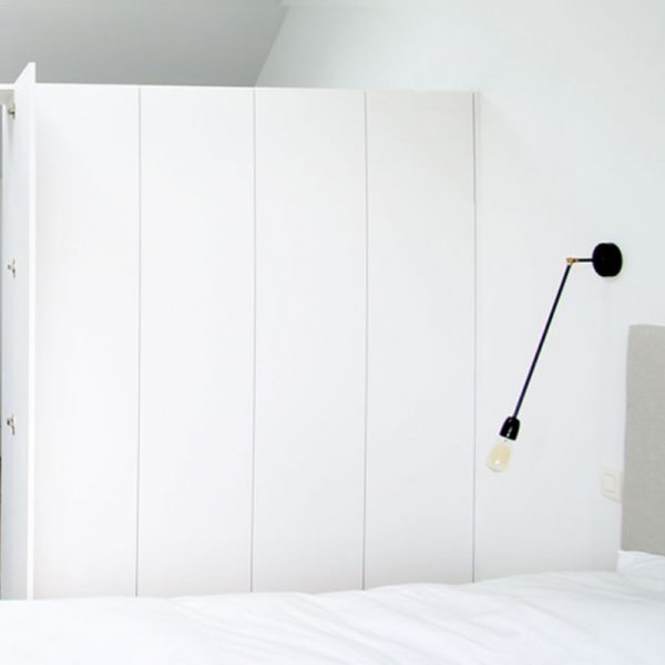 Steel and Porcelain Long Arm Lamp