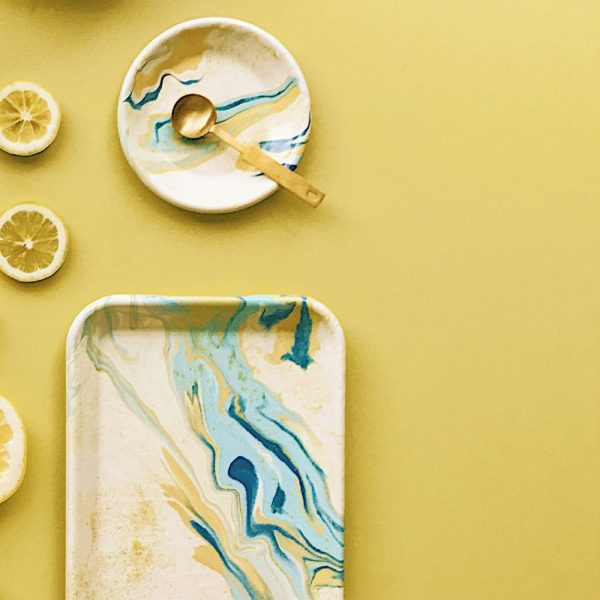Enamel Rectangular Tray Lemon