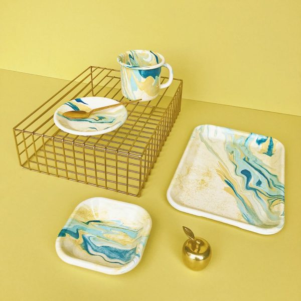 Enamel Rectangular Tray Lemon