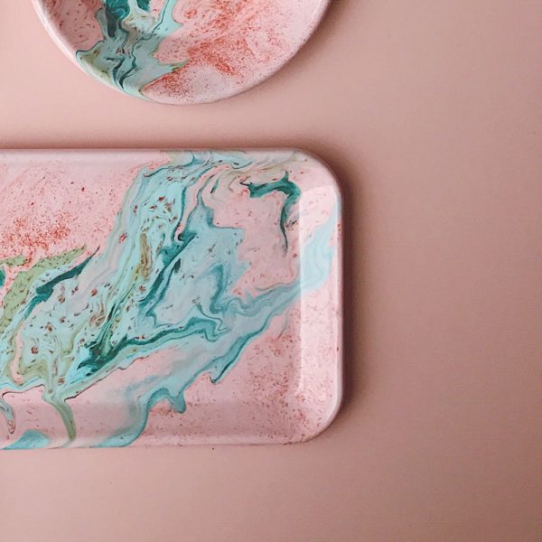 Enamel Rectangular Tray Blush
