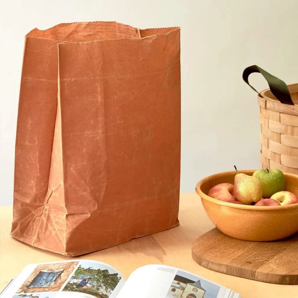 Waxed Cotton Grocery Bag Brown