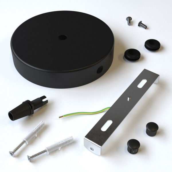 Flat Ceiling Rose 1+2 Holes Black