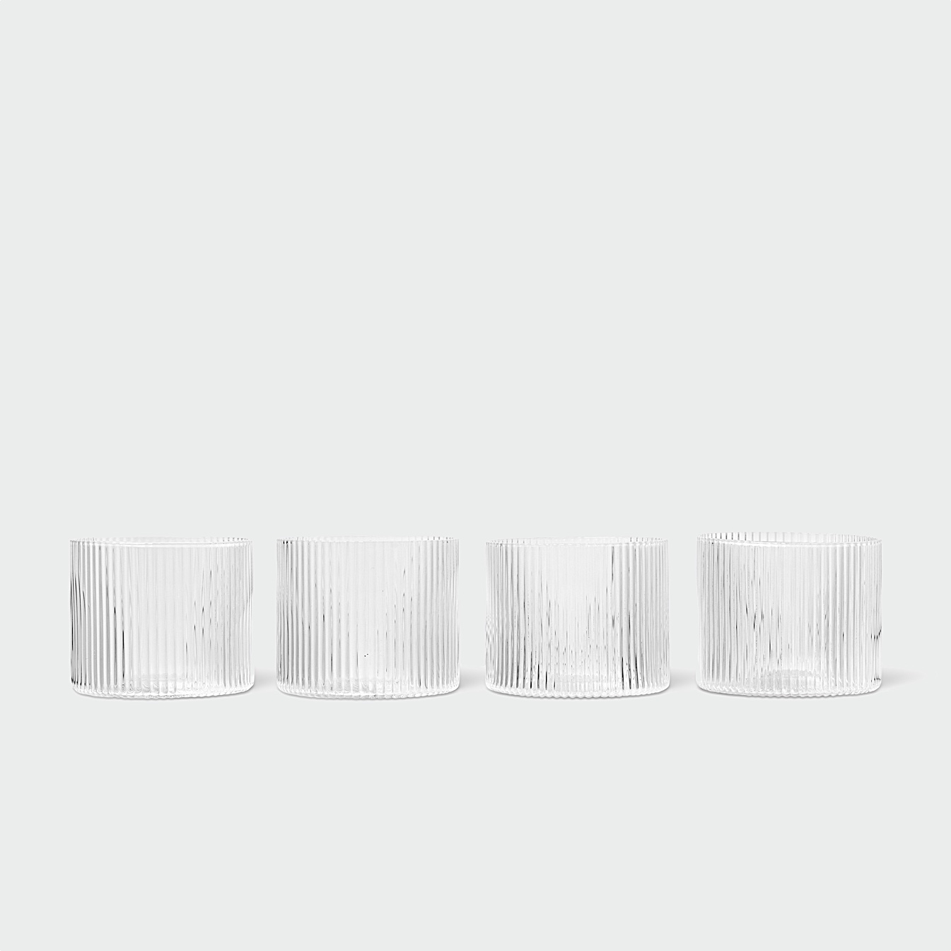 fermLIVING-RippleLowGlasses-SetOf4-Clear-pack-1