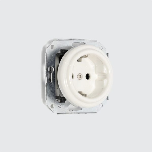 Porcelain Schuko Socket White