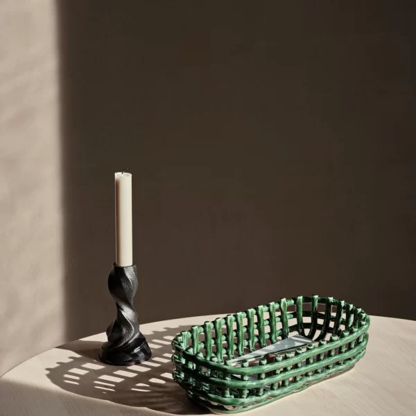Ceramic Basket Oval Green