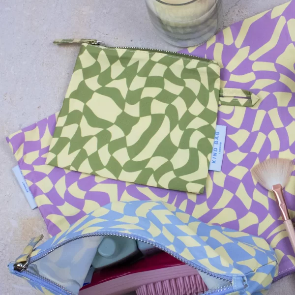 Wavy Check Pouches x3