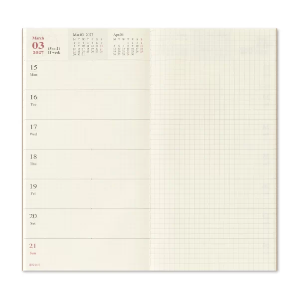 Traveler's Notebook 2027 Diary Weekly+Memo