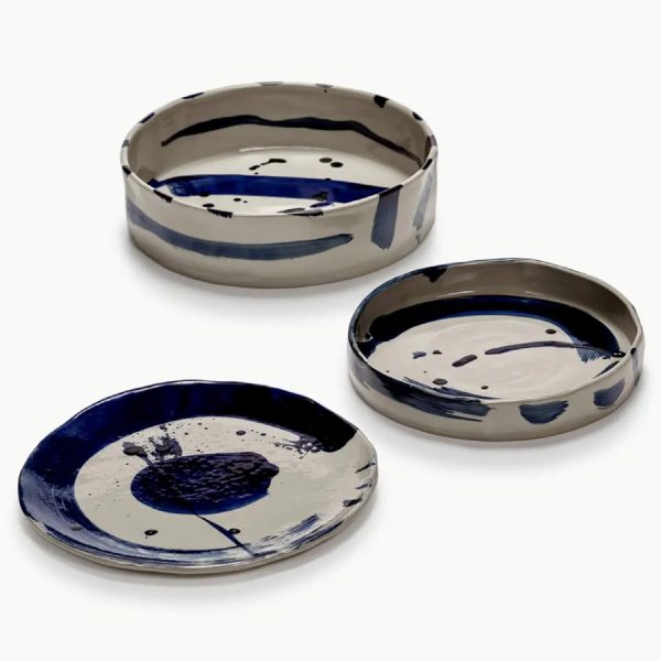 Sophia Blue Ceramic Deep Round Serving Plate