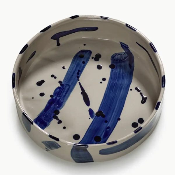 Sophia Blue Ceramic Deep Round Serving Plate