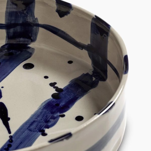 Sophia Blue Ceramic Deep Round Serving Plate