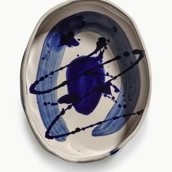 Sophia Blue Ceramic Deep Oval Serving Plate