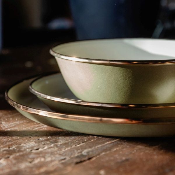Enamel Salad Plate Olive